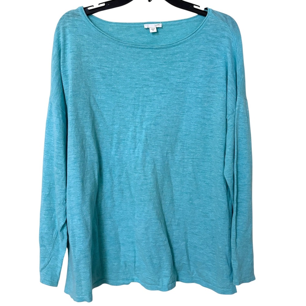 J. Jill Womens XL Top Pastel Blue Cotton Long Sleeve Lightweight Knit Coastal
